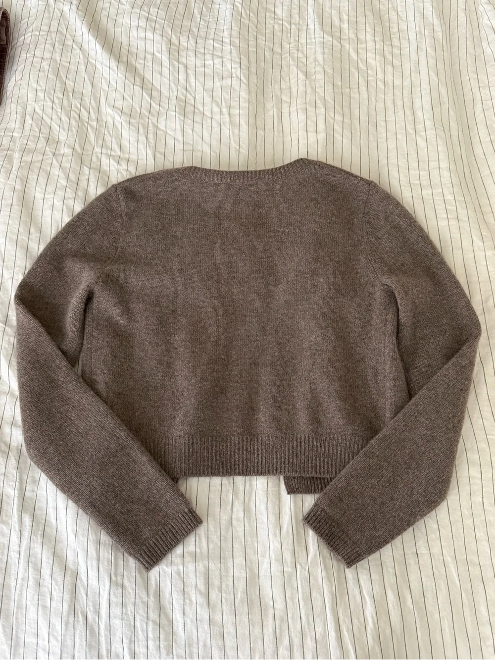 Reformation Cropped Button-Up Cardigan - Brown Taupe - Picture 2 of 3
